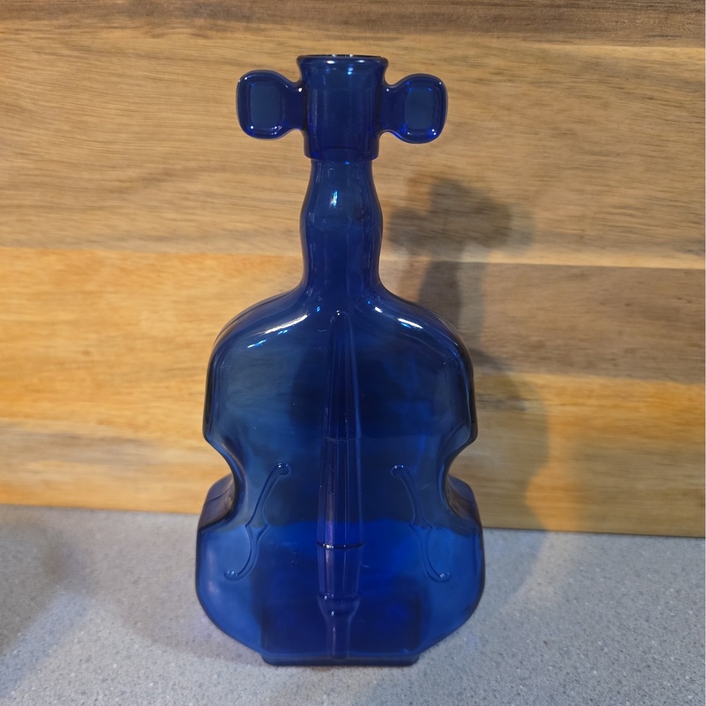 Vintage Maryland Glass 8" Cobalt Blue Glass Bottle, Vase Cello, Violin Decanter